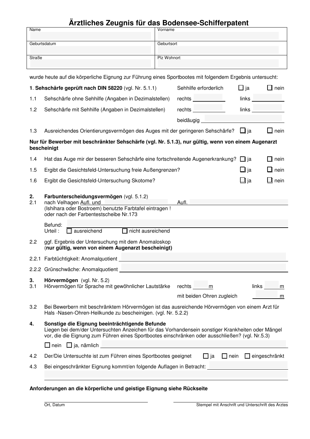 Ärztliches Attest – Seite 1